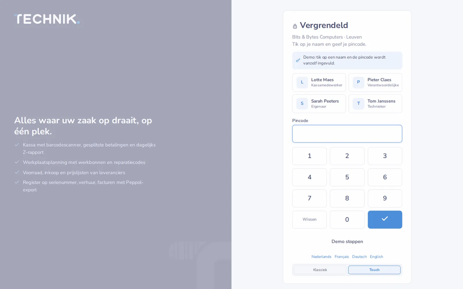 Het vergrendelscherm: tik op je naam en typ je pincode.